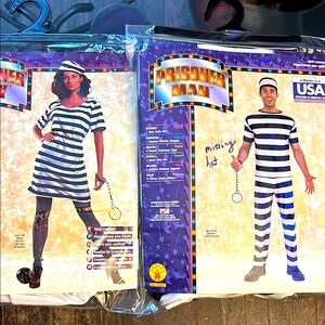 Prisoner Man  and woman Black and White Costume